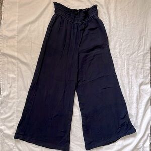 Pinch Navy Dark Blue Wide Leg High Rise Cotton Ruffle Pants Women’s Size Medium